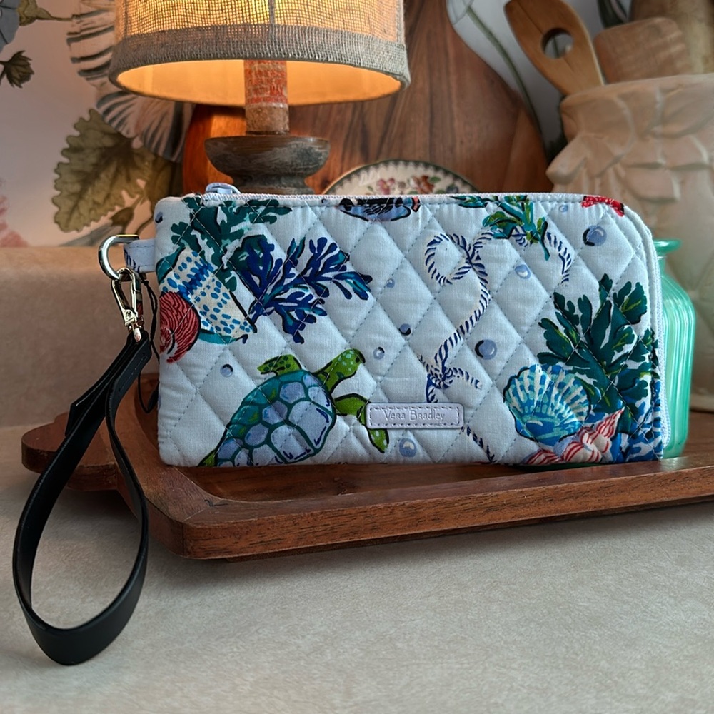 Vera Bradley Anchors Aweigh Women's Cotton Accordion Wristlet with RFID